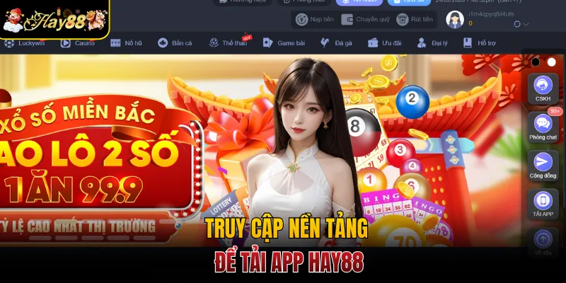 Truy cập nền tảng để tải app Hay88
